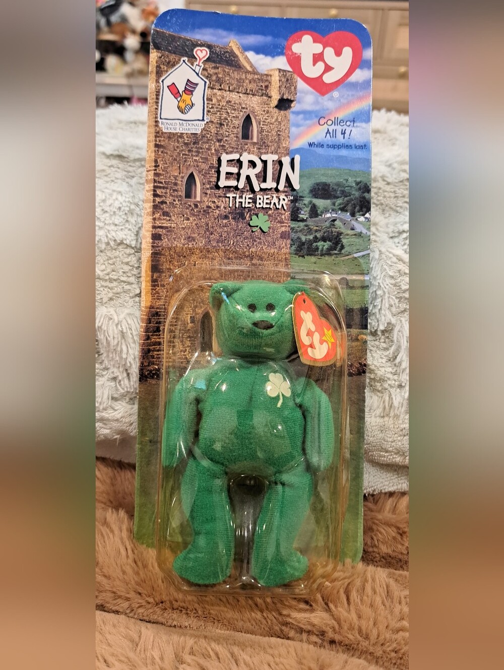 Ty Beanie Baby ERIN The Bear Born March 17, 1997 Retired McDonalds Plush Toy